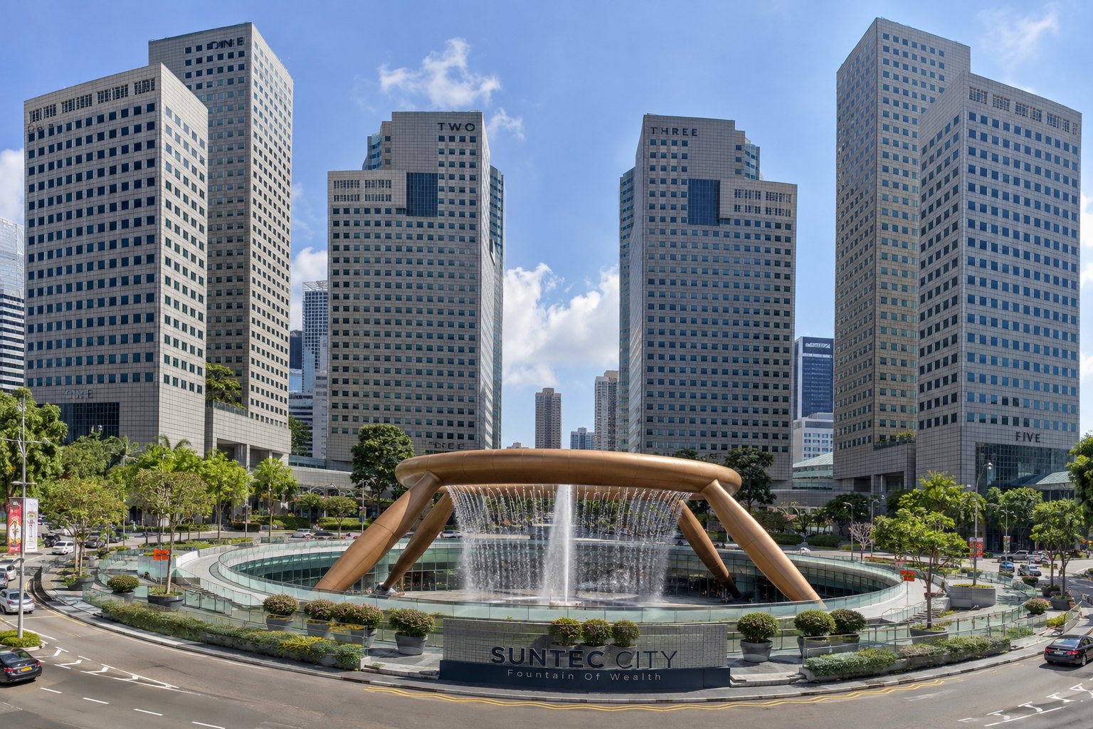 Illustrative view of Suntec City, Singapore, where SylvanFlow's headquarters is located. Not a photograph of the office.